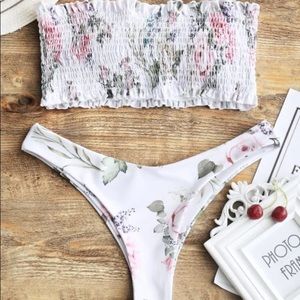 strapless tube top bikini set